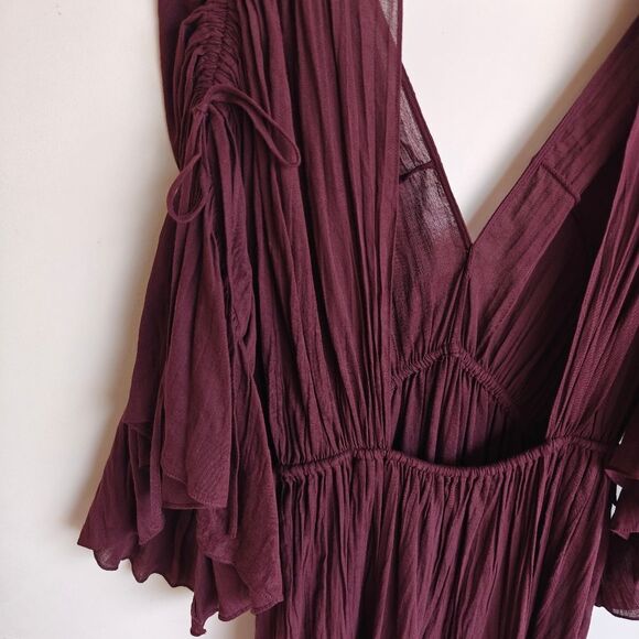 Loup Charmant Purple Flowy Dress Size Small Deep V Front Open Back - Picture 8 of 14